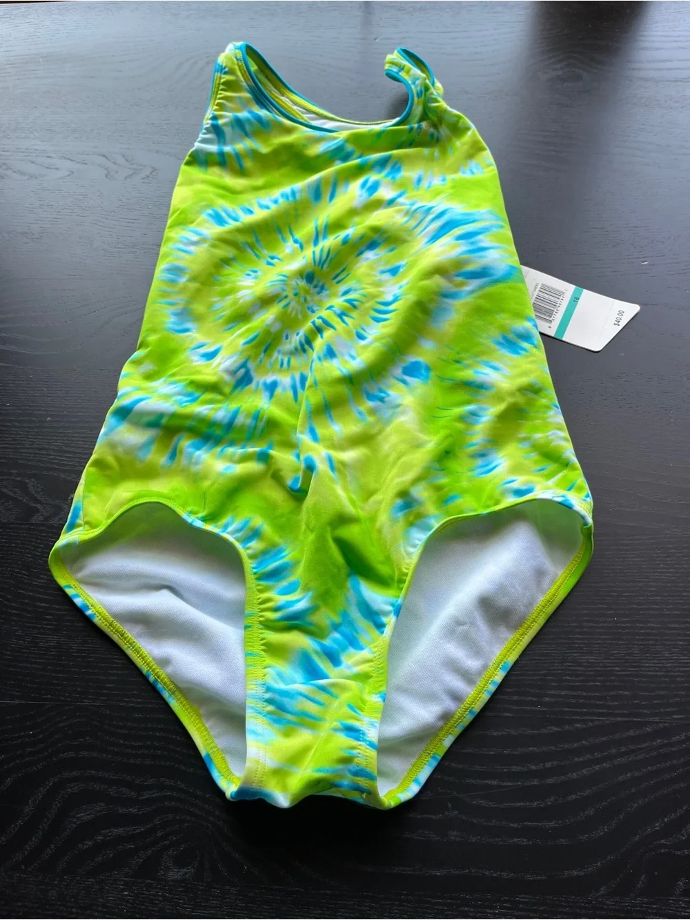 Brand New (Original $40) Speedo Girls Green Tie Dye One Piece Swimsuit Size 16
